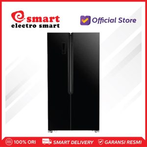GEA BLACK GLASS G2D-472 KULKAS (SIDE BY SIDE)